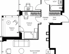 3-комнатная квартира, 91.4 м2 , 48 этаж, ул. Верейская, 29/35 - фото 1