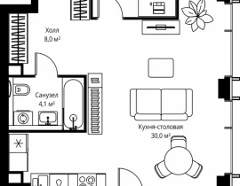 2-комнатная квартира, 73 м2 , 54 этаж, ул. Верейская, 29/35 - фото 1
