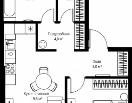 1-комнатная квартира, 53.3 м2 , 18 этаж, ул. Верейская, 29/35 - фото 1