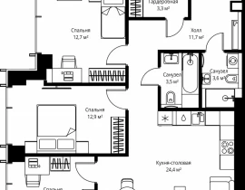 3-комнатная квартира, 82.1 м2 , 21 этаж, ул. Верейская, 29/35 - фото 1