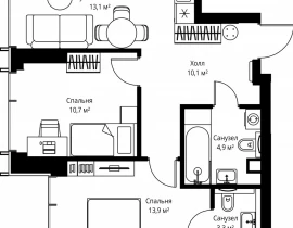 2-комнатная квартира, 56 м2 , 24 этаж, ул. Верейская, 29/35 - фото 1