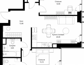 2-комнатная квартира, 75.6 м2 , 42 этаж, ул. Верейская, 29/35 - фото 1