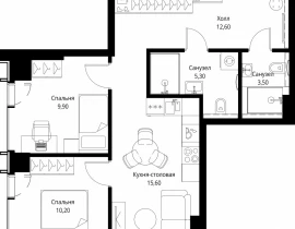 2-комнатная квартира, 57.1 м2 , 7 этаж, ул. Верейская, 29/35 - фото 1