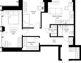 2-комнатная квартира, 71.2 м2 , 7 этаж, ул. Верейская, 29/35 - фото 1