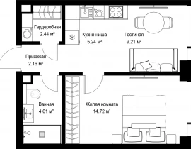 1-комнатная квартира, 38.38 м2 , 12 этаж, ул. Верейская, 29/42 - фото 1
