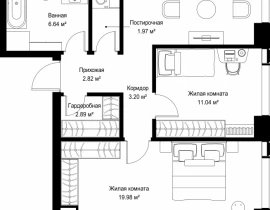 2-комнатная квартира, 83.1 м2 , 21 этаж, ул. Верейская, 29/42 - фото 1