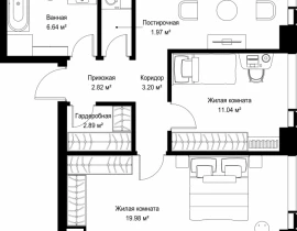 2-комнатная квартира, 83.11 м2 , 24 этаж, ул. Верейская, 29/42 - фото 1