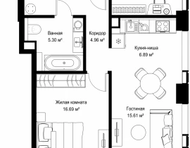 2-комнатная квартира, 65.97 м2 , 24 этаж, ул. Верейская, 29/42 - фото 1