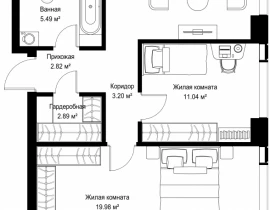 2-комнатная квартира, 79.98 м2 , 27 этаж, ул. Верейская, 29/42 - фото 1