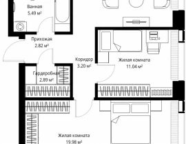 2-комнатная квартира, 79.98 м2 , 27 этаж, ул. Верейская, 29/42 - фото 1
