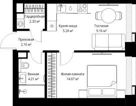 1-комнатная квартира, 37.17 м2 , 2 этаж, ул. Верейская, 29/42 - фото 1