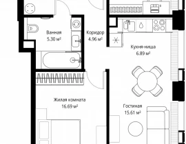 2-комнатная квартира, 65.97 м2 , 30 этаж, ул. Верейская, 29/42 - фото 1