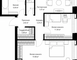 2-комнатная квартира, 83.1 м2 , 33 этаж, ул. Верейская, 29/42 - фото 1