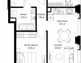 2-комнатная квартира, 65.67 м2 , 35 этаж, ул. Верейская, 29/42 - фото 1