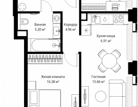 2-комнатная квартира, 65.67 м2 , 35 этаж, ул. Верейская, 29/42 - фото 1