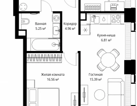 2-комнатная квартира, 64.48 м2 , 3 этаж, ул. Верейская, 29/42 - фото 1