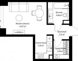 1-комнатная квартира, 29.94 м2 , 21 этаж, ул. Верейская, 29/42 - фото 1