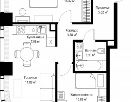 2-комнатная квартира, 60.33 м2 , 24 этаж, ул. Верейская, 29/42 - фото 1