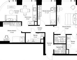 3-комнатная квартира, 85.35 м2 , 26 этаж, ул. Верейская, 29/42 - фото 1