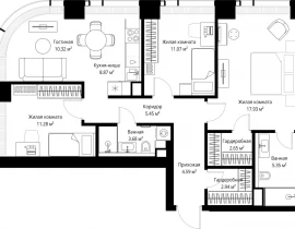 3-комнатная квартира, 84.13 м2 , 29 этаж, ул. Верейская, 29/42 - фото 1