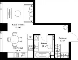 1-комнатная квартира, 32.78 м2 , 36 этаж, ул. Верейская, 29/42 - фото 1