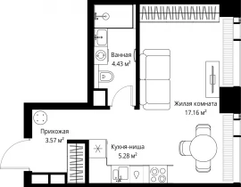 1-комнатная квартира, 30.44 м2 , 45 этаж, ул. Верейская, 29/42 - фото 1