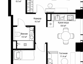2-комнатная квартира, 61.24 м2 , 46 этаж, ул. Верейская, 29/42 - фото 1