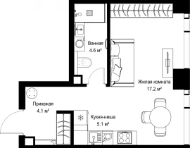 1-комнатная квартира, 30.83 м2 , 49 этаж, ул. Верейская, 29/42 - фото 1