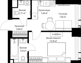 1-комнатная квартира, 36.97 м2 , 4 этаж, ул. Верейская, 29/42 - фото 1