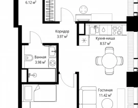 2-комнатная квартира, 61.51 м2 , 52 этаж, ул. Верейская, 29/42 - фото 1