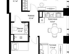2-комнатная квартира, 61.51 м2 , 58 этаж, ул. Верейская, 29/42 - фото 1