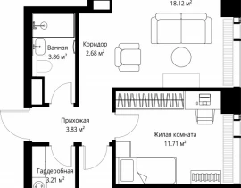 2-комнатная квартира, 70.53 м2 , 61 этаж, ул. Верейская, 29/42 - фото 1