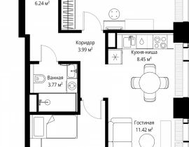 2-комнатная квартира, 61.51 м2 , 61 этаж, ул. Верейская, 29/42 - фото 1
