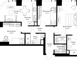 3-комнатная квартира, 85.09 м2 , 6 этаж, ул. Верейская, 29/42 - фото 1