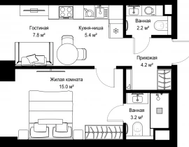 1-комнатная квартира, 37.8 м2 , 9 этаж, ул. Верейская, 29/42 - фото 1