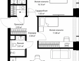 2-комнатная квартира, 60.63 м2 , 12 этаж, ул. Верейская, 29/42 - фото 1