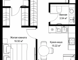 1-комнатная квартира, 47.36 м2 , 12 этаж, ул. Верейская, 29/42 - фото 1