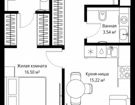 1-комнатная квартира, 47.36 м2 , 15 этаж, ул. Верейская, 29/42 - фото 1