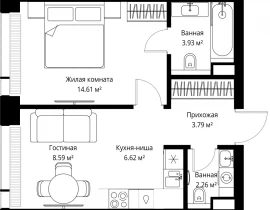 1-комнатная квартира, 39.8 м2 , 15 этаж, ул. Верейская, 29/42 - фото 1