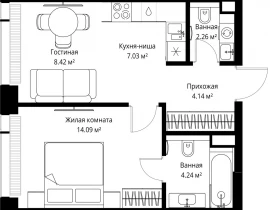 1-комнатная квартира, 40.18 м2 , 18 этаж, ул. Верейская, 29/42 - фото 1