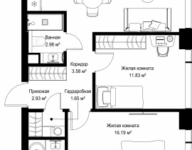 2-комнатная квартира, 60.43 м2 , 21 этаж, ул. Верейская, 29/42 - фото 1