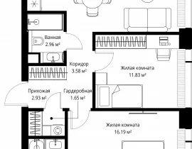 2-комнатная квартира, 60.43 м2 , 21 этаж, ул. Верейская, 29/42 - фото 1