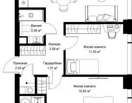 2-комнатная квартира, 60.43 м2 , 23 этаж, ул. Верейская, 29/42 - фото 1