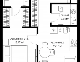 1-комнатная квартира, 47 м2 , 2 этаж, ул. Верейская, 29/42 - фото 1