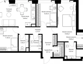 3-комнатная квартира, 90.31 м2 , 36 этаж, ул. Верейская, 29/42 - фото 1