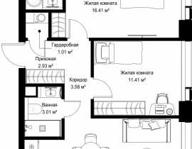 2-комнатная квартира, 59.46 м2 , 36 этаж, ул. Верейская, 29/42 - фото 1