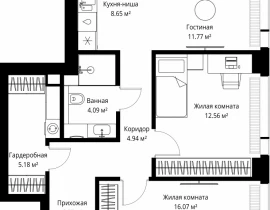 2-комнатная квартира, 69.63 м2 , 38 этаж, ул. Верейская, 29/42 - фото 1