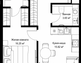 1-комнатная квартира, 47.89 м2 , 38 этаж, ул. Верейская, 29/42 - фото 1