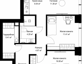 2-комнатная квартира, 67.79 м2 , 3 этаж, ул. Верейская, 29/42 - фото 1