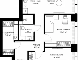 2-комнатная квартира, 67.79 м2 , 3 этаж, ул. Верейская, 29/42 - фото 1